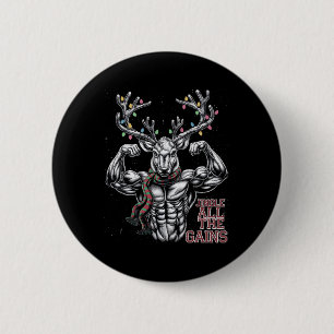 Christmas Reindeer Gym Workout Jingle All The Gain 2 Inch Round Button