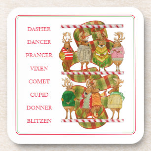 CHRISTMAS REINDEER Hard Plastic Coasters