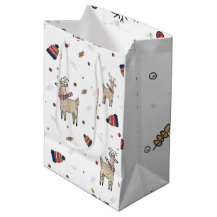 Christmas Reindeer Hats Pattern Medium Gift Bag