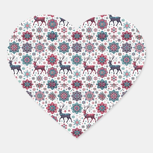 Christmas Reindeer Heart Sticker  (Devant)