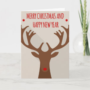 Christmas reindeer hip cool elk modern holiday card