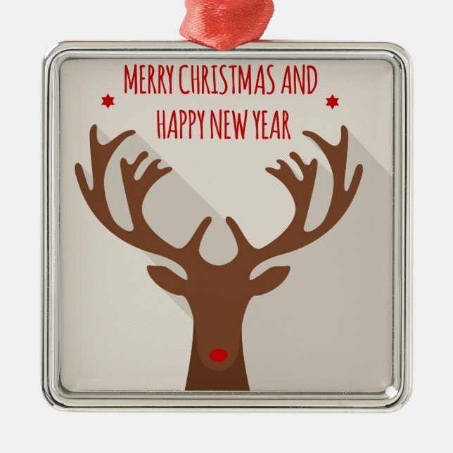 Christmas reindeer hip cool elk modern metal ornament (Front)