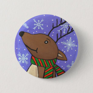 Christmas Reindeer - holiday button