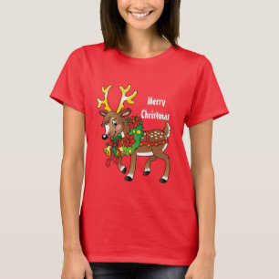 Christmas Reindeer Holiday cartoon t-shirt