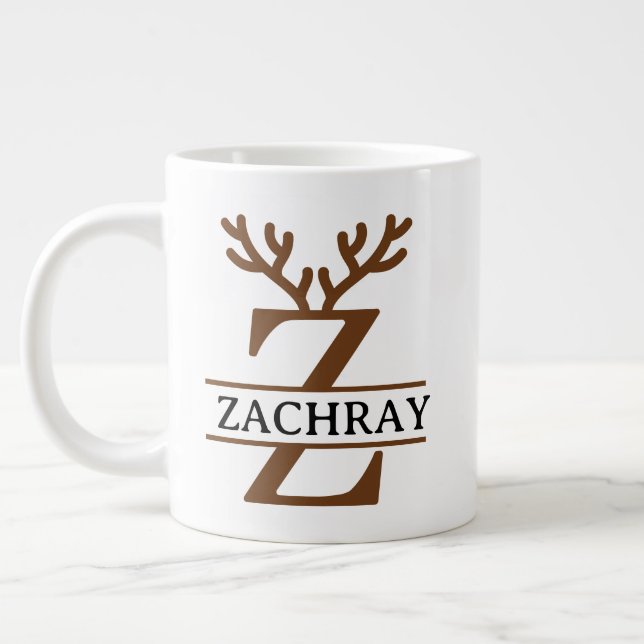 Christmas Reindeer holiday Mug, Custom winter  Large Coffee Mug (Left)