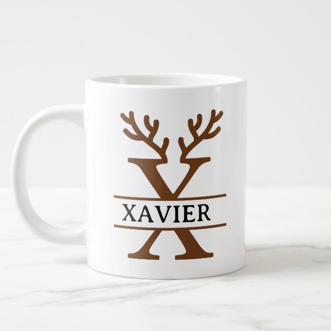 Christmas Reindeer holiday Mug, Custom winter  Large Coffee Mug (Left)