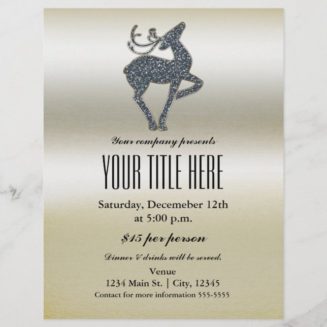 Christmas Reindeer Holiday Party Event Flyer (Front)