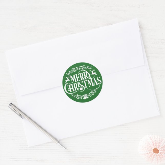 Christmas reindeer Holiday sticker word art (Envelope)