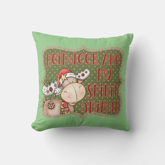 Christmas Reindeer Home Decor Throw Pillow (Front)