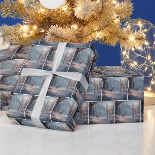 Christmas Reindeer in Snowflakes Wrapping Paper