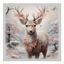 Christmas Reindeer In The Forest