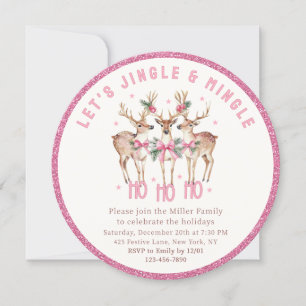 Christmas Reindeer Jingle & Mingle Festive Party Invitation