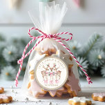 Christmas Reindeer Jingle & Mingle Personalized Classic Round Sticker<br><div class="desc">Christmas Reindeer Jingle & Mingle Festive Party Personalized Name Stickers features festive reindeer with pink bows and floral accents with the text "Let's Jingle & Mingle" in modern gold calligraphy script typography with your personalized name. Perfect personalized gift for Christmas and the holidays for family and friends. Designed by ©2024...</div>