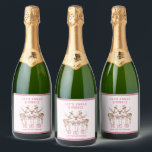 Christmas Reindeer Jingle & Mingle Personalized Sparkling Wine Label<br><div class="desc">Christmas Reindeer Jingle & Mingle Festive Party Personalized Name Sparkling Wine Labels Stickers features festive reindeer with pink bows and floral accents with the text "Let's Jingle & Mingle" in modern pink calligraphy script typography with your personalized name. Perfect personalized gift for Christmas and the holidays for family and friends....</div>