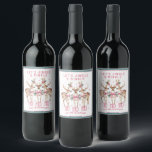 Christmas Reindeer Jingle & Mingle Personalized Wine Label<br><div class="desc">Christmas Reindeer Jingle & Mingle Festive Party Personalized Name Wine Labels Stickers features festive reindeer with pink bows and floral accents with the text "Let's Jingle & Mingle" in modern pink calligraphy script typography with your personalized name. Perfect personalized gift for Christmas and the holidays for family and friends. Designed...</div>