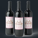 Christmas Reindeer Jingle & Mingle Personalized Wine Label<br><div class="desc">Christmas Reindeer Jingle & Mingle Festive Party Personalized Name Wine Labels Stickers features festive reindeer with pink bows and floral accents with the text "Let's Jingle & Mingle" in modern pink calligraphy script typography with your personalized name. Perfect personalized gift for Christmas and the holidays for family and friends. Designed...</div>