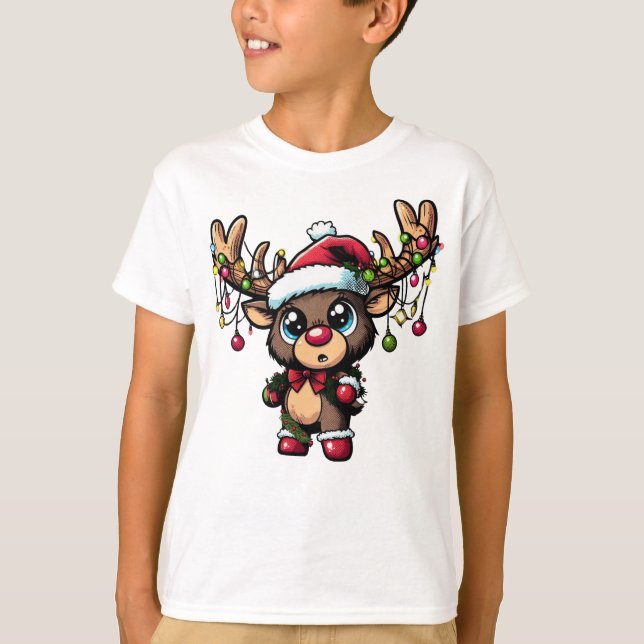 Christmas Reindeer Kids Basic T-shirt (Front)