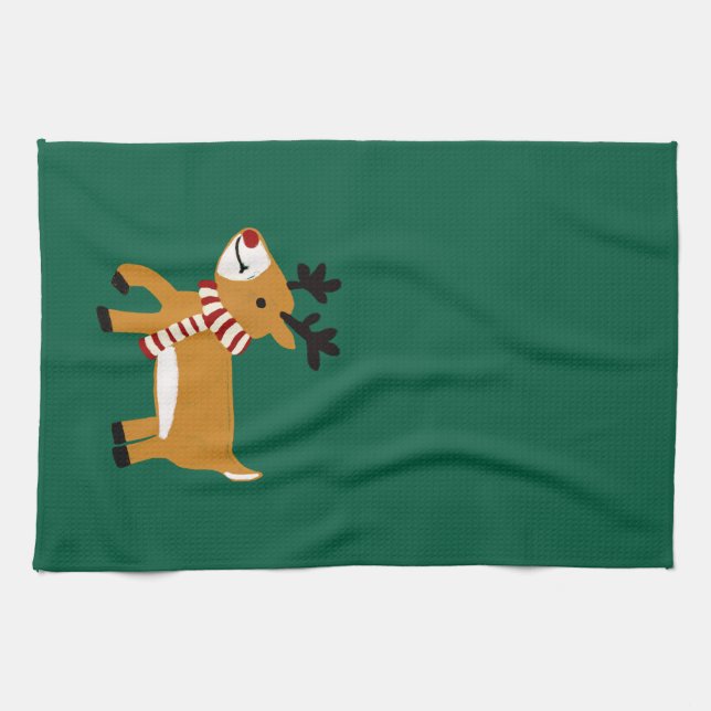 Christmas Reindeer Kitchen Towel (Horizontal)