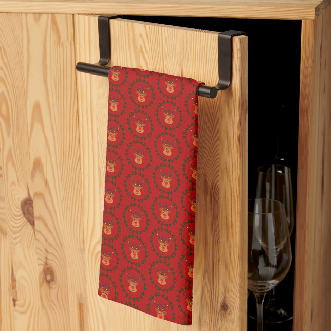 Christmas Reindeer Kitchen Towels (Thirds Fold)
