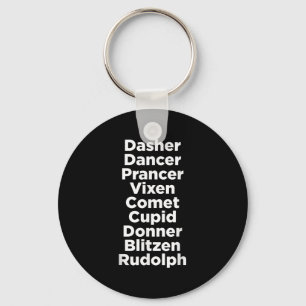 Christmas Reindeer Names - Uni-adults, Black, Smal Keychain