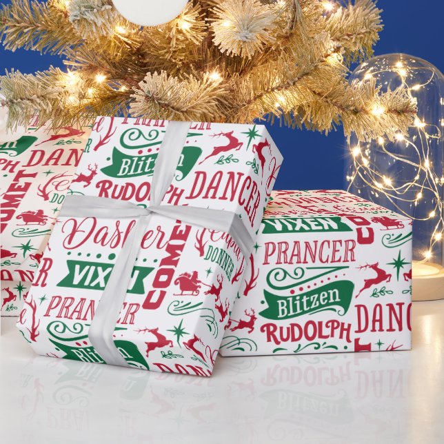 Christmas Reindeer Names  Wrapping Paper (Holidays)