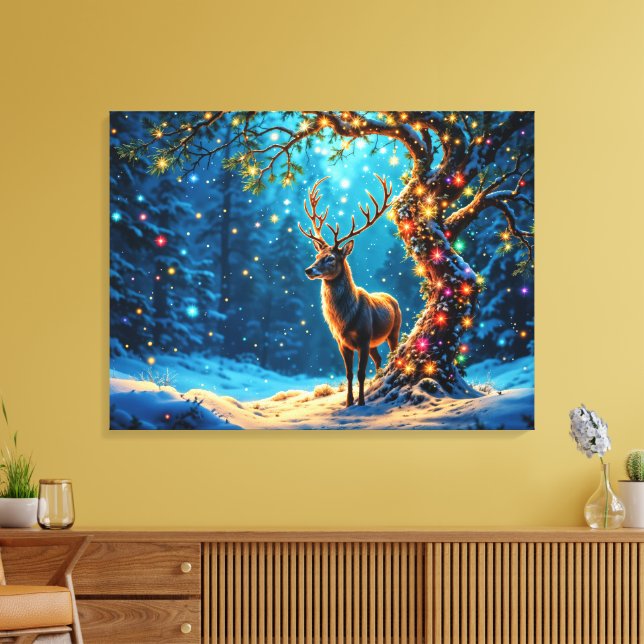 Christmas reindeer North Pole fantasy art Canvas Print (Insitu(LivingRoom))
