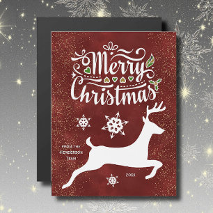 Christmas Reindeer on Burgundy Magnet Card
