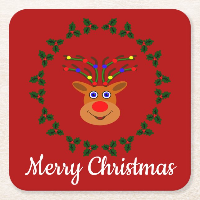 Christmas Reindeer Paper Coasters (Front)