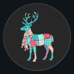 Christmas Reindeer Patchwork Reindeer Men Women Ki Classic Round Sticker<br><div class="desc">Christmas Reindeer Patchwork Reindeer Men Women Kids Xmas</div>