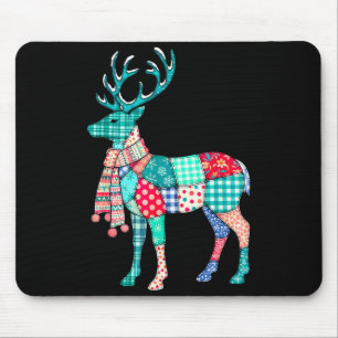 Christmas Reindeer Patchwork Reindeer Men Women Ki Mouse Pad