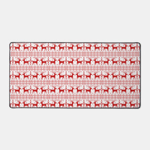 Christmas Reindeer Pattern Winter Theme Holiday Desk Mat