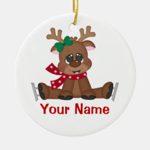 Christmas Reindeer Personalized Ceramic Ornament