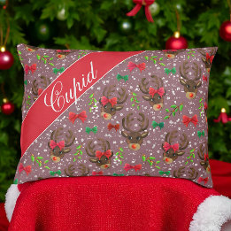 Christmas Reindeer Plum Pet Bed