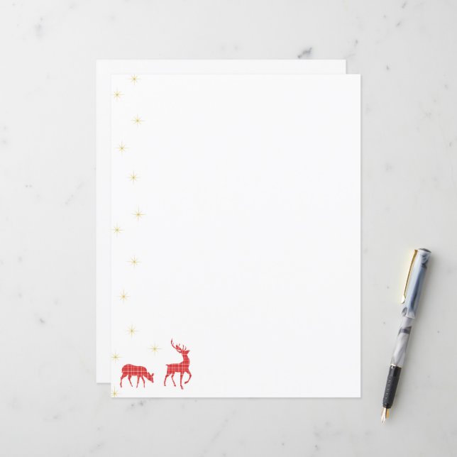 Christmas Reindeer Red Green Twill Plaid Pattern (Front/Back In Situ)