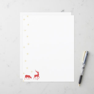 Christmas Reindeer Red Green Twill Plaid Pattern