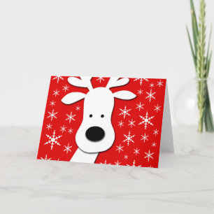 Christmas reindeer - red holiday card