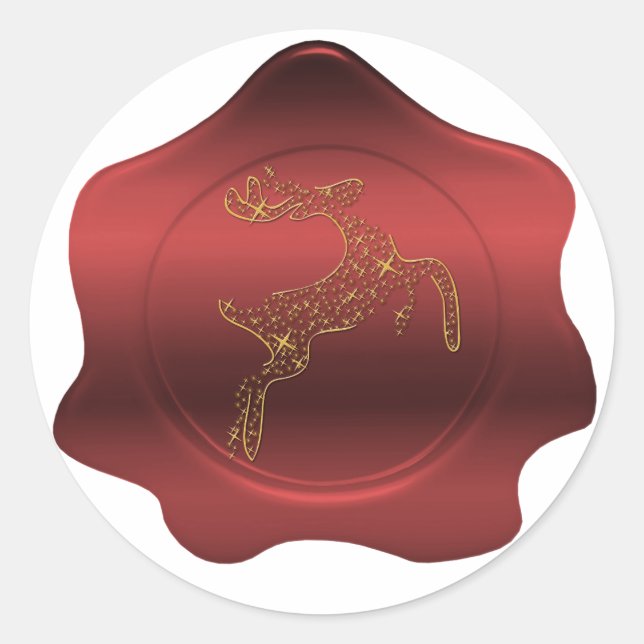 Christmas Reindeer Red Wax Seal Look Sticker (Front)