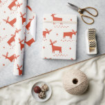 Christmas reindeer. Red woodland animal pattern Wrapping Paper<br><div class="desc">Christmas red woodland reindeer pattern Wrapping Paper for winter holiday gift.</div>