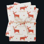 Christmas reindeer. Red woodland animal pattern Wrapping Paper Sheet<br><div class="desc">Christmas red woodland reindeer pattern Wrapping Paper Sheets for winter holiday gift.</div>