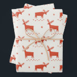 Christmas reindeer. Red woodland animal pattern Wrapping Paper Sheet<br><div class="desc">Christmas red woodland reindeer pattern Wrapping Paper Sheets for winter holiday gift.</div>
