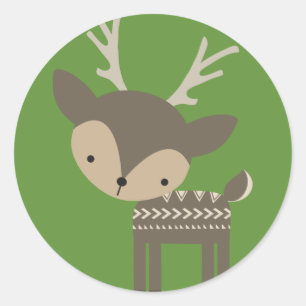 Christmas Reindeer Round  Glossy Stickers