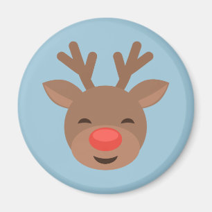 Christmas Reindeer Rudolf on Light Blue Magnet