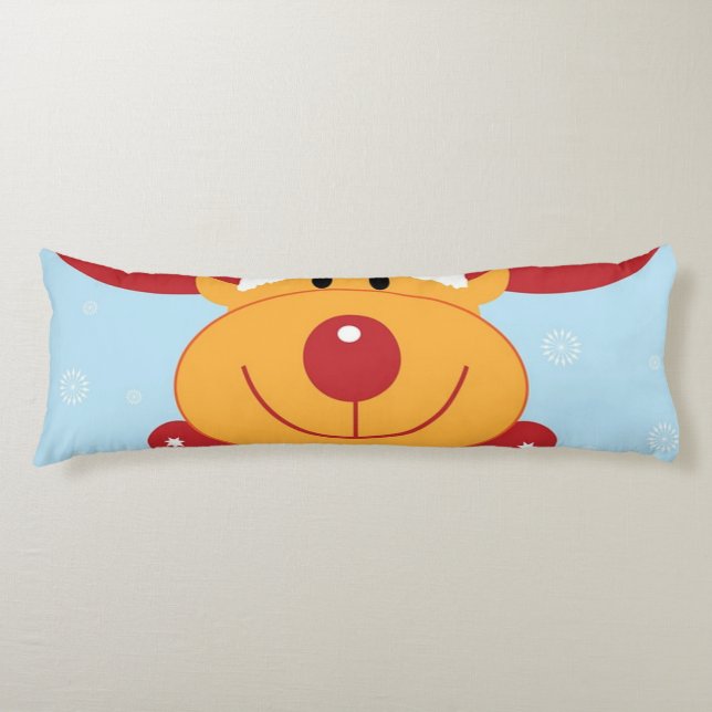 Christmas reindeer Rudolph snowflakes antlers Body Pillow (Front)
