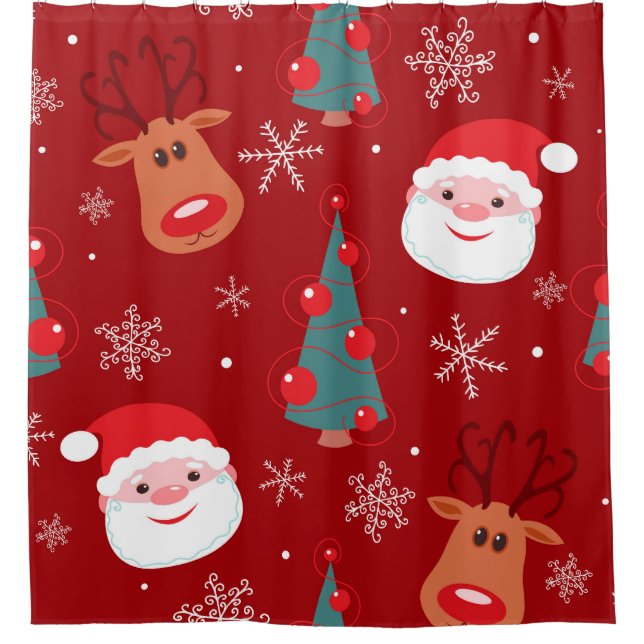 Christmas reindeer, santa, seamless red (Front)