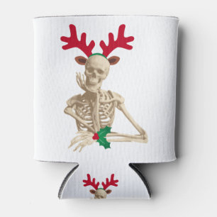 christmas reindeer skeleton can cooler