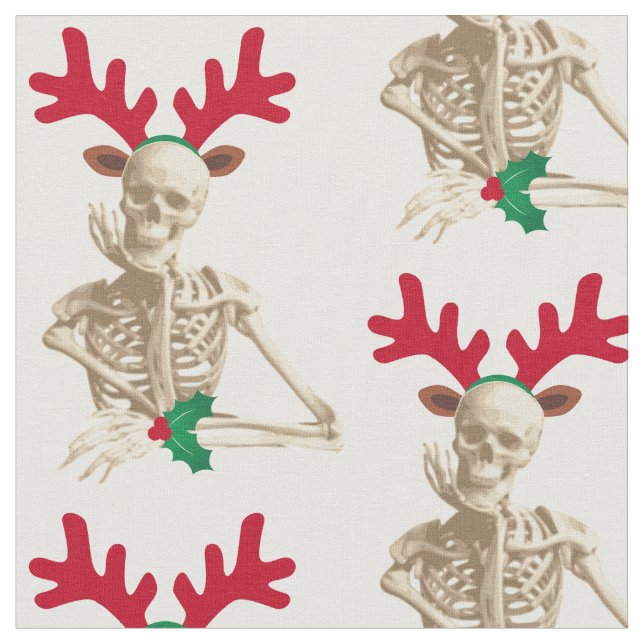 christmas reindeer skeleton fabric (Close Up)