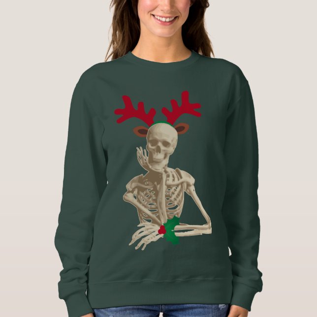christmas reindeer skeleton sweatshirt (Front)