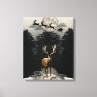 Christmas Reindeer & Sleigh Canvas Wall Art