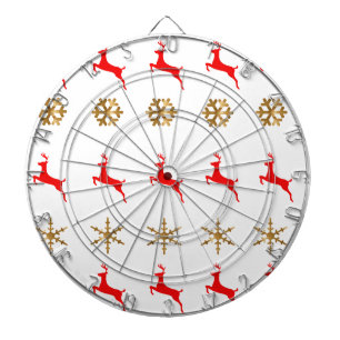 Christmas Reindeer Snowflake gold red Dartboard