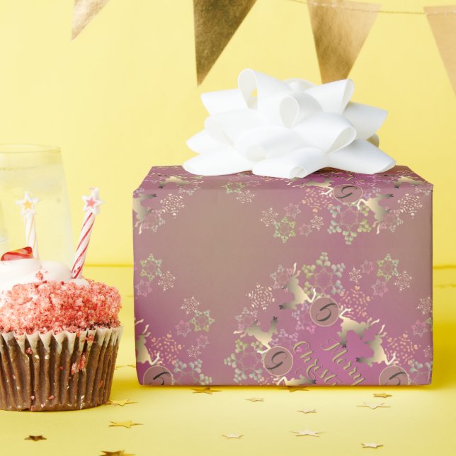 Christmas Reindeer & Snowflakes Wrapping Paper (Birthday Party)